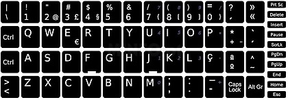 Kit Autocolantes Teclas PT Preto : tecla Normal : Altere o teclado d...