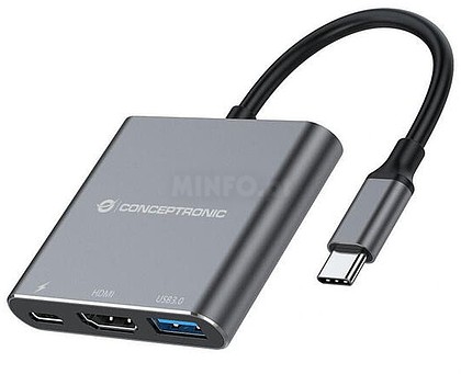 DONN18G : ADAPTADOR USB-C 3EN1 CONCEPTRONIC DONN018 HDMI USB -A 3.0 ...