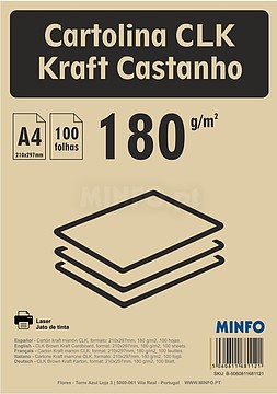 Kraft Natural CLK 180gr : A4 ( pack 100fls )