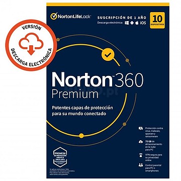 21433175 : NORTON 360 PREMIUM 75GB ES 1 USER 10 DEVICE 12MO **L. ELE...