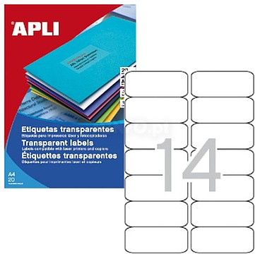 APL10969 : Etiqueta Transparente (Laser ) Apli 99, 1x38, 1 20 Fls A4...