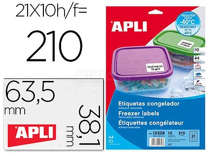 12328 : ETIQUETAS ADESIVAS APLI 12328 MEDIDAS 63, 5X38, 1 MM PARA CO...