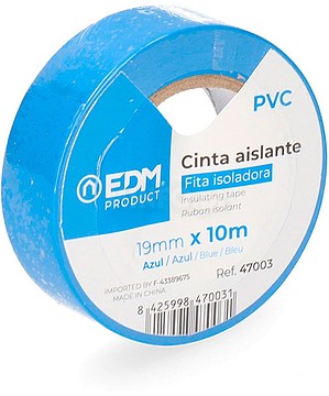 47003 CINTA AISLANTE 10M X19MM AZUL EDM (venda multiplos 10 uni)
