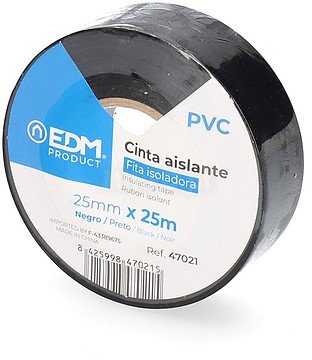 47021 CINTA AISLANTE 25M X 25 MM PRETO EDM (venda multiplos 10 uni)