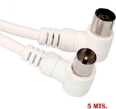 51102 PROLONGACION TV ACODADA 9, 5MM 5M ENVASADA BLANCA