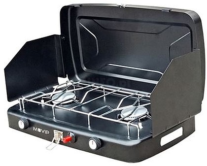 MV0488 : Fogo a Gs 2 Bicos c/ Protetor de Vento (Preto) - Protecto...