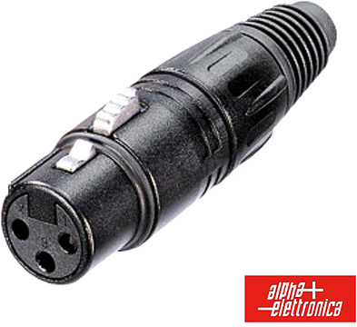 G-40-76 : FICHA XLR 3P FÊMEA C/ PROTECÇÃO BORRACHA E BLOQUEIO