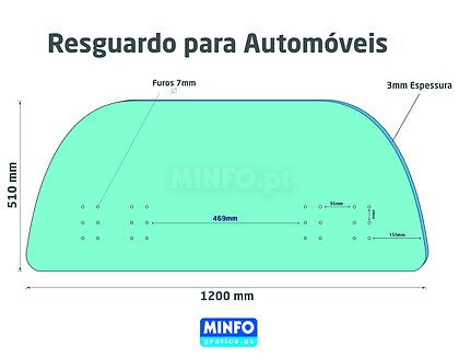 Resguardo p/ Automvel Acrilico 51x120cm : Barreira 3mm : Fixa com B...